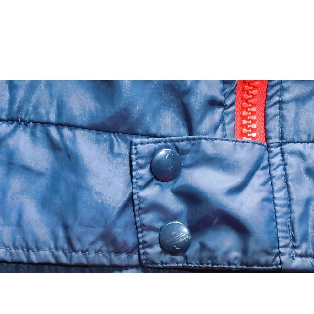 Style Auto Mercedes Benz Jacket Mens Medium Blue Vintage Windbreaker Roll Hood